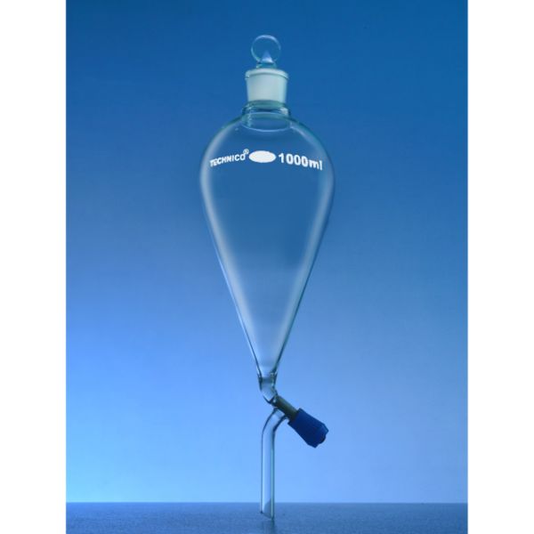 Funnel Separating Pear Shape Fitted With Boroflo Stopcock With PTFE Key And Glass Stoppe 3000 ML